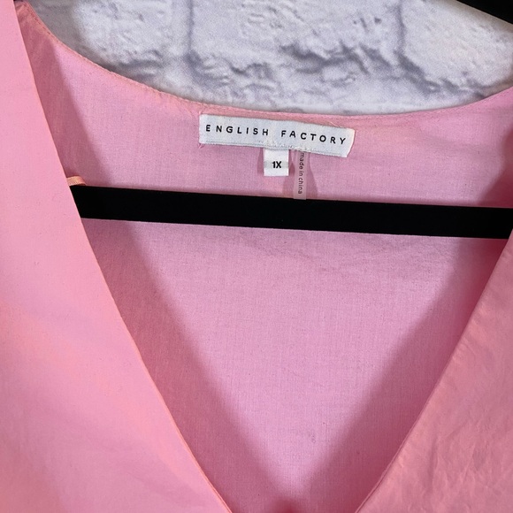 English Factory Ruffle Puff Sleeve Pink Tiered Mini Dress Plus Size 1X - Picture 5 of 8